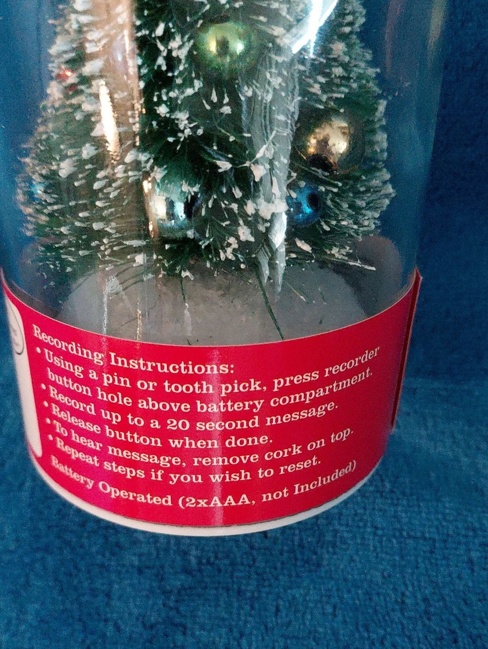 Mr. Christmas NWT Holiday Message-in-a-Bottle with Green Christmas Tree